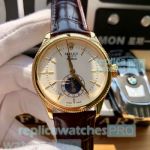 Fast Shipping Rolex Cellini Replica Watch White Dial Brown Leather Strap Men's Size